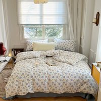HKM-603603 Floral Pattern Pure Cotton Bedding Set - 3 or 4 Pieces in Multiple Sizes