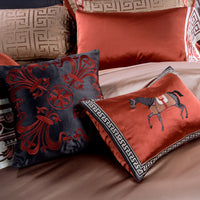 HKM-603603 Pure Cotton Chinese Style Brocade Embroidery Bedding Set - Available in Four-Piece, Six-Piece, Eight-Piece, and Ten-Piece Options