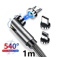HKM-603667 Magnetic Rotating Data Cable with 360° Rotation for Android, TYPE-C, and iPhone - 1m/2m Length, Gray Red