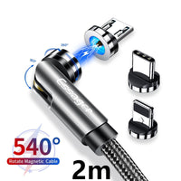 HKM-603667 Magnetic Rotating Data Cable with 360° Rotation for Android, TYPE-C, and iPhone - 1m/2m Length, Gray Red