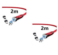 HKM-603667 Magnetic Rotating Data Cable with 360° Rotation for Android, TYPE-C, and iPhone - 1m/2m Length, Gray Red