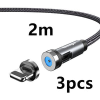 HKM-603667 Magnetic Rotating Data Cable with 360° Rotation for Android, TYPE-C, and iPhone - 1m/2m Length, Gray Red
