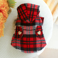 HKM-603859 Autumn and Winter Red Plaid Trench Coat for Pets - Various Sizes Available