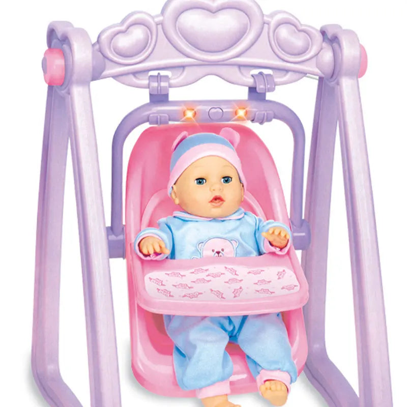 HKM-603923 Baby Doll Cradle Set with Light & Sound for Kids Ages 2-7