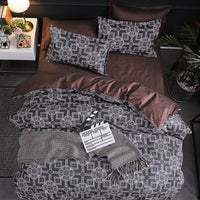 HKM-604051 Antibacterial Ramie Quilt Duvet Cover Set with 2 Pillow Cases – Geometric Pattern, Various Sizes Available