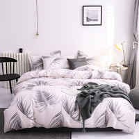 HKM-604051 Antibacterial Ramie Quilt Duvet Cover Set with 2 Pillow Cases – Geometric Pattern, Various Sizes Available