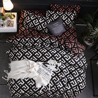 HKM-604051 Antibacterial Ramie Quilt Duvet Cover Set with 2 Pillow Cases – Geometric Pattern, Various Sizes Available