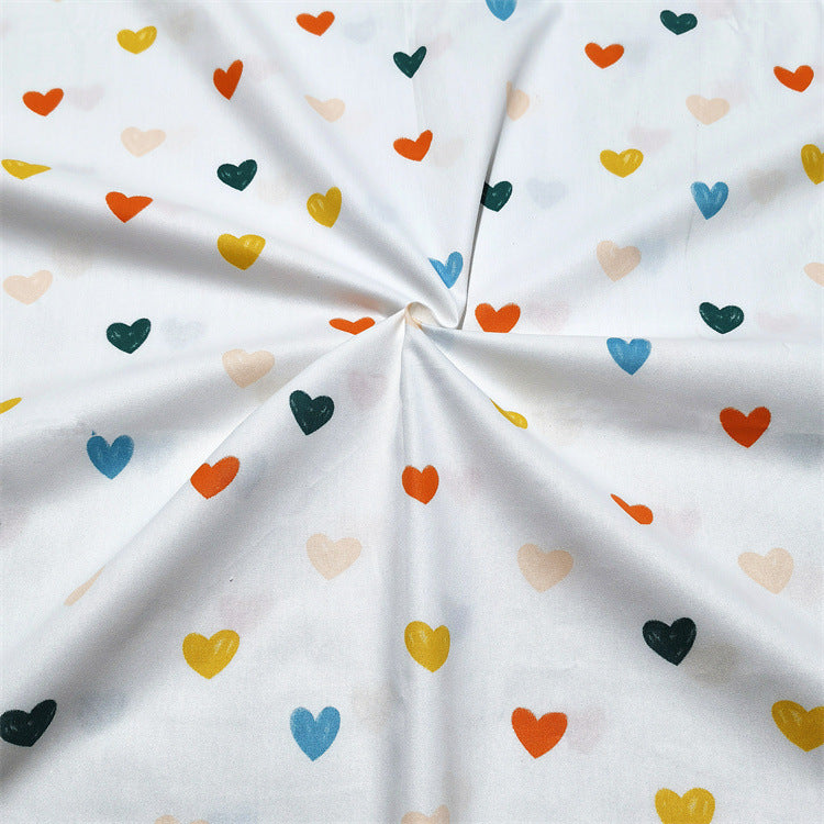 HKM-604115 Cotton Twill Printed Fabric with Color Geometric Heart-shaped Polka Dots for Bedding and Apparel