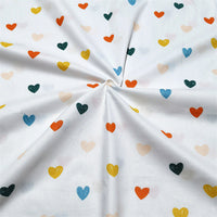 HKM-604115 Cotton Twill Printed Fabric with Color Geometric Heart-shaped Polka Dots for Bedding and Apparel