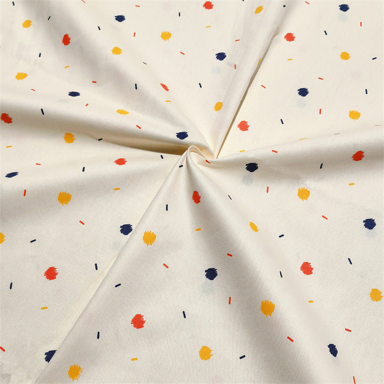 HKM-604115 Cotton Twill Printed Fabric with Color Geometric Heart-shaped Polka Dots for Bedding and Apparel