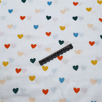 HKM-604115 Cotton Twill Printed Fabric with Color Geometric Heart-shaped Polka Dots for Bedding and Apparel