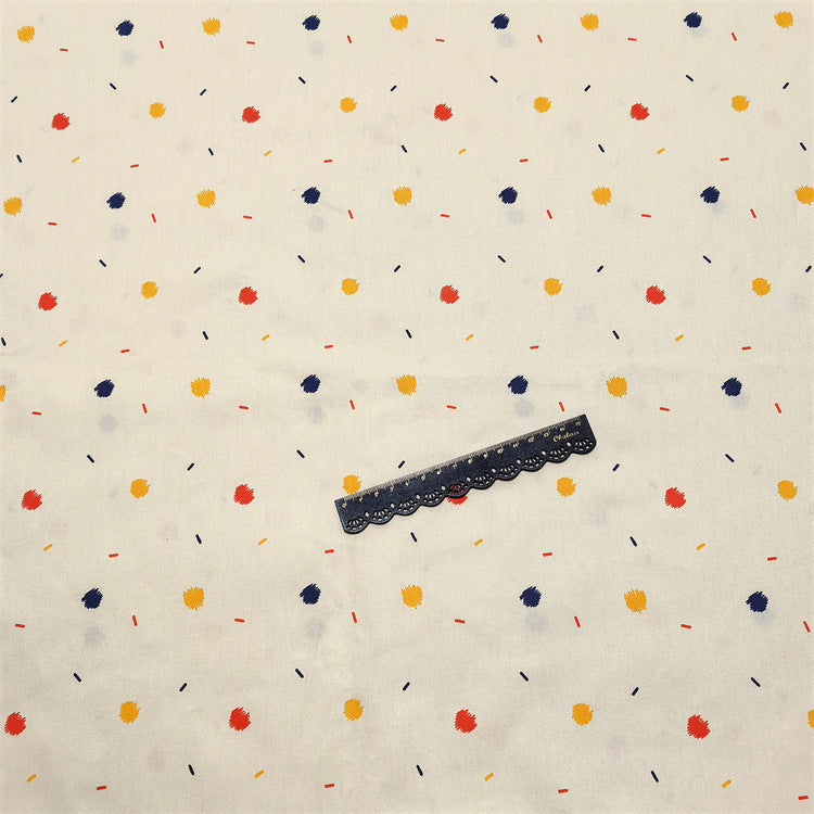 HKM-604115 Cotton Twill Printed Fabric with Color Geometric Heart-shaped Polka Dots for Bedding and Apparel