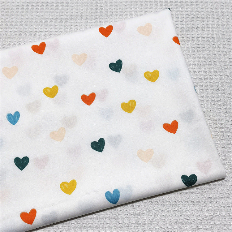HKM-604115 Cotton Twill Printed Fabric with Color Geometric Heart-shaped Polka Dots for Bedding and Apparel