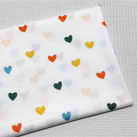 HKM-604115 Cotton Twill Printed Fabric with Color Geometric Heart-shaped Polka Dots for Bedding and Apparel