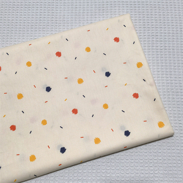 HKM-604115 Cotton Twill Printed Fabric with Color Geometric Heart-shaped Polka Dots for Bedding and Apparel