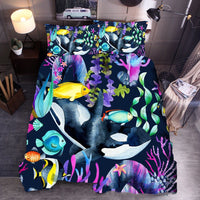 HKM-604115 Ocean-Inspired Three-Piece Quilt Cover Set with Sea Turtle Designs in Various Sizes