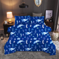 HKM-604115 Ocean-Inspired Three-Piece Quilt Cover Set with Sea Turtle Designs in Various Sizes