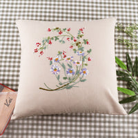 HKM-604179 Handmade Embroidery Material Package for Pillow Cover – Cotton Cloth, 42x42cm, Floral Patterns