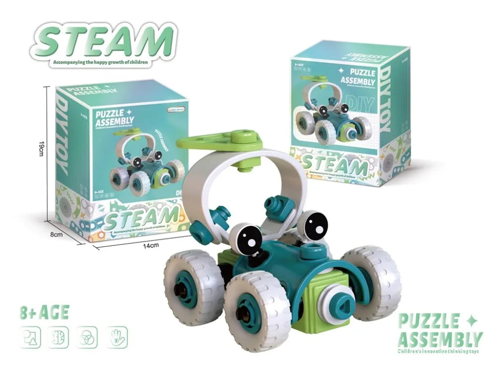 Educational DIY Soft Rubber Block Toy Car for Kids - STEM Learning and Engineering Fun