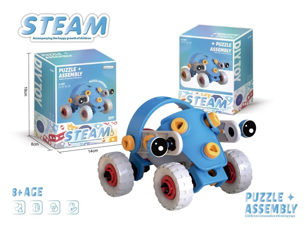 Educational DIY Soft Rubber Block Toy Car for Kids - STEM Learning and Engineering Fun