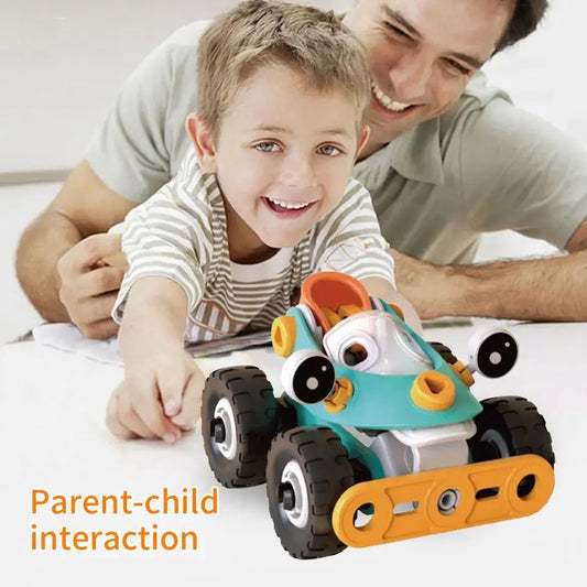 Educational DIY Soft Rubber Block Toy Car for Kids - STEM Learning and Engineering Fun