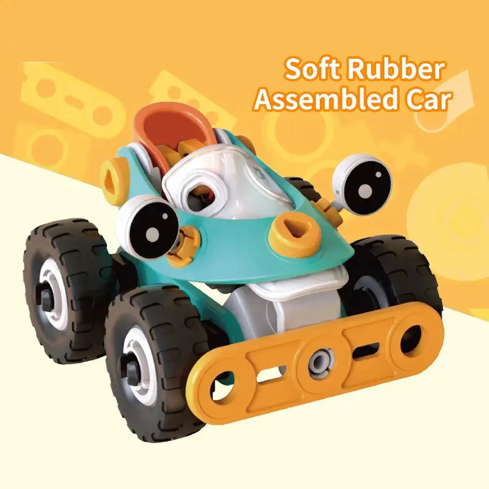 Educational DIY Soft Rubber Block Toy Car for Kids - STEM Learning and Engineering Fun