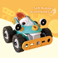 HKM-604243 Educational DIY Soft Rubber Block Toy Car for Kids - STEM Learning and Engineering Fun
