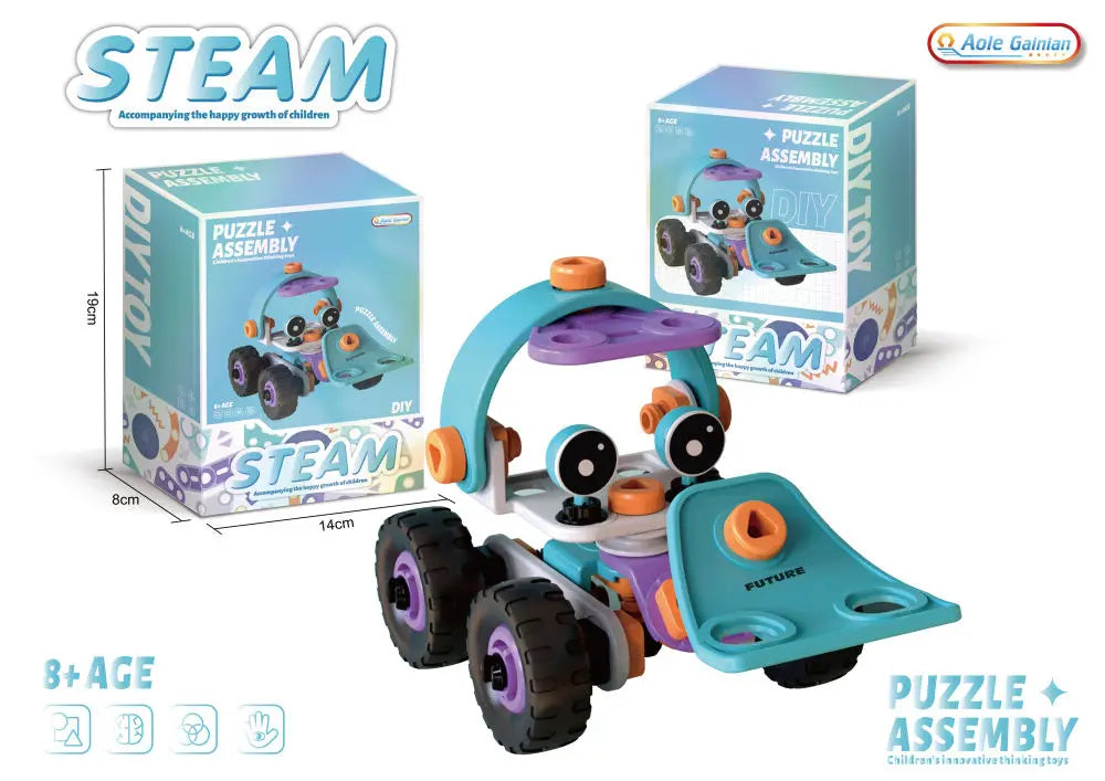 Educational DIY Soft Rubber Block Toy Car for Kids - STEM Learning and Engineering Fun