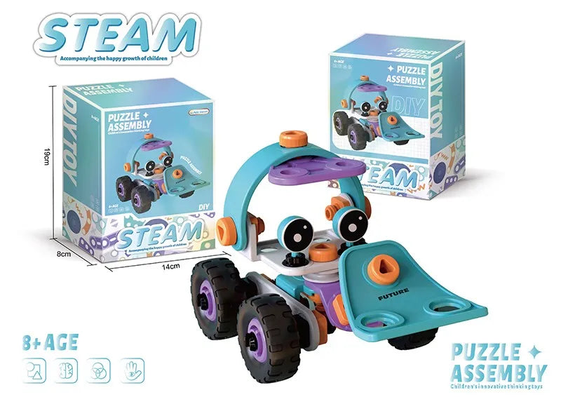 Educational DIY Soft Rubber Block Toy Car for Kids - STEM Learning and Engineering Fun