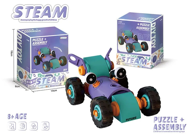 Educational DIY Soft Rubber Block Toy Car for Kids - STEM Learning and Engineering Fun