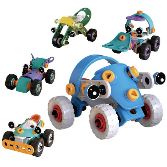 Educational DIY Soft Rubber Block Toy Car for Kids - STEM Learning and Engineering Fun