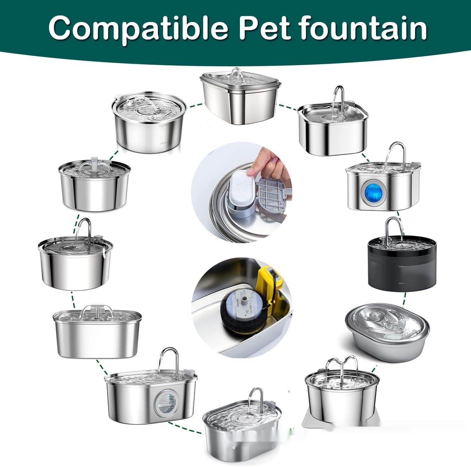 HKM-604307 Non-Woven Fabric Pet Water Dispenser Filter - Compatible with Runway, Ring, and Two-Grid Lunch Box Models