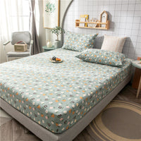 HKM-604435 Floral Non-Slip Sweat-Absorbing Mattress Protector with Pillowcases