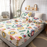 HKM-604435 Floral Non-Slip Sweat-Absorbing Mattress Protector with Pillowcases