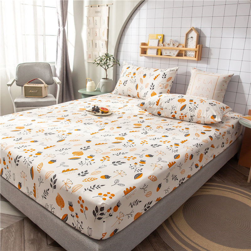 HKM-604435 Floral Non-Slip Sweat-Absorbing Mattress Protector with Pillowcases