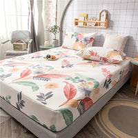 HKM-604435 Floral Non-Slip Sweat-Absorbing Mattress Protector with Pillowcases