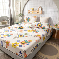 HKM-604435 Floral Non-Slip Sweat-Absorbing Mattress Protector with Pillowcases