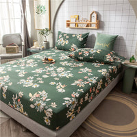 HKM-604435 Floral Non-Slip Sweat-Absorbing Mattress Protector with Pillowcases