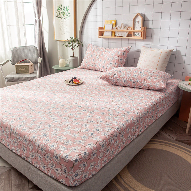 HKM-604435 Floral Non-Slip Sweat-Absorbing Mattress Protector with Pillowcases