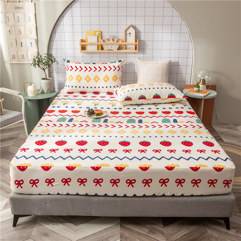 HKM-604435 Floral Non-Slip Sweat-Absorbing Mattress Protector with Pillowcases