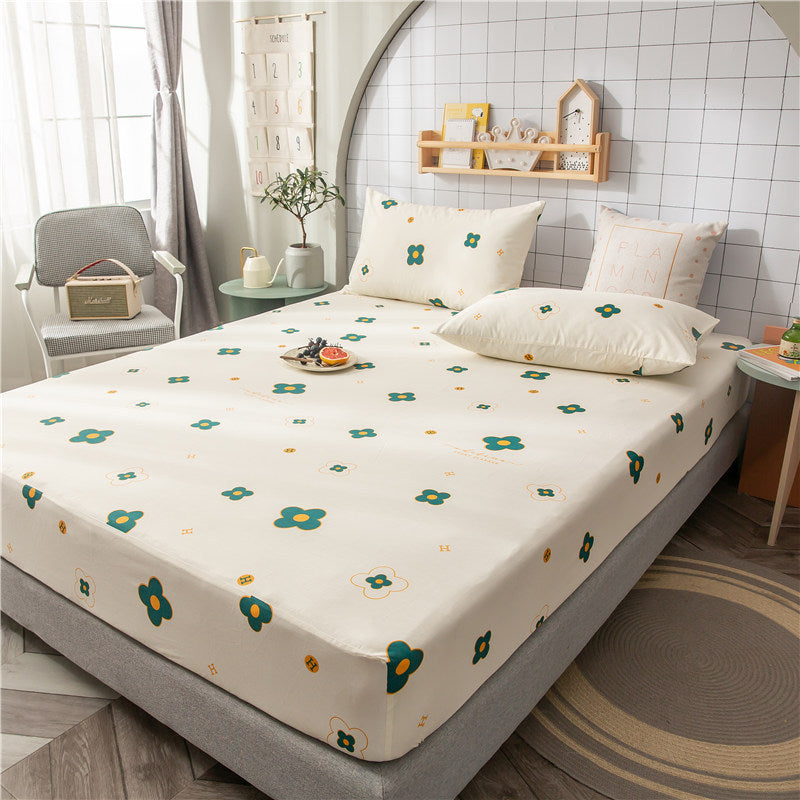 HKM-604435 Floral Non-Slip Sweat-Absorbing Mattress Protector with Pillowcases