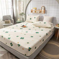 HKM-604435 Floral Non-Slip Sweat-Absorbing Mattress Protector with Pillowcases