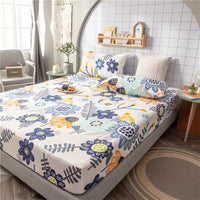 HKM-604435 Floral Non-Slip Sweat-Absorbing Mattress Protector with Pillowcases