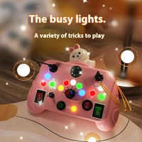 HKM-604435 Montessori Retro Game Console Toy - Handheld LED Light-Up Busy Board for Early Learning Fun