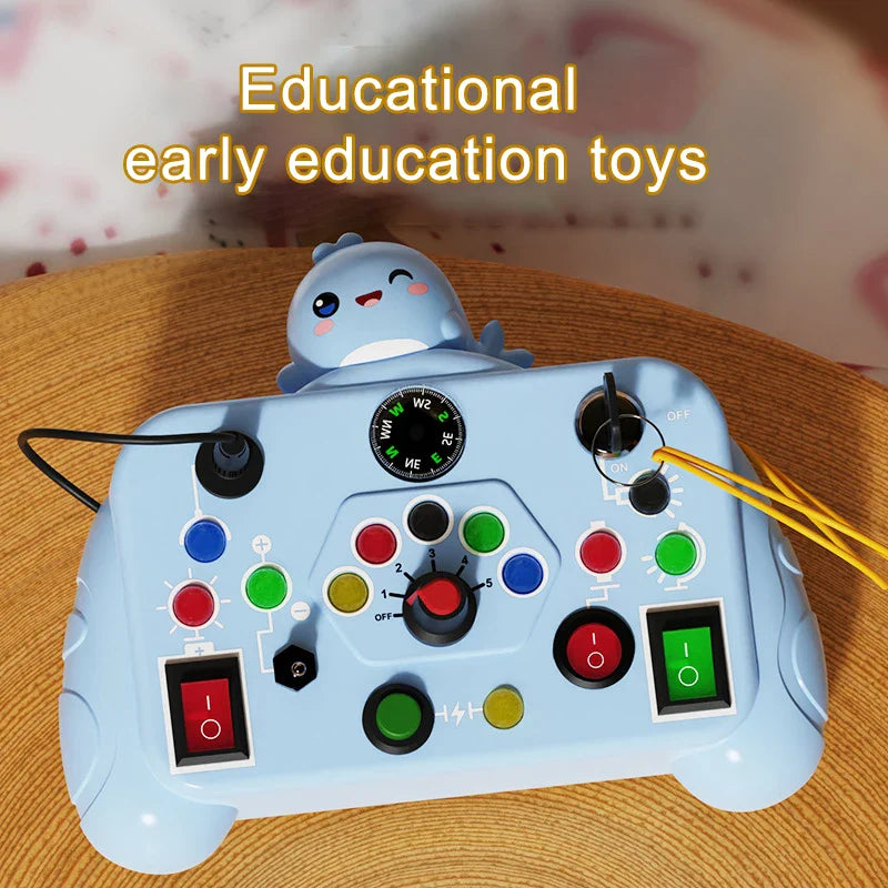 HKM-604435 Montessori Retro Game Console Toy - Handheld LED Light-Up Busy Board for Early Learning Fun