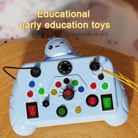 HKM-604435 Montessori Retro Game Console Toy - Handheld LED Light-Up Busy Board for Early Learning Fun