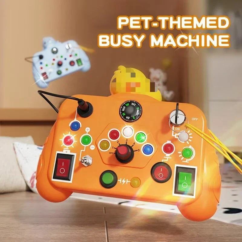 HKM-604435 Montessori Retro Game Console Toy - Handheld LED Light-Up Busy Board for Early Learning Fun