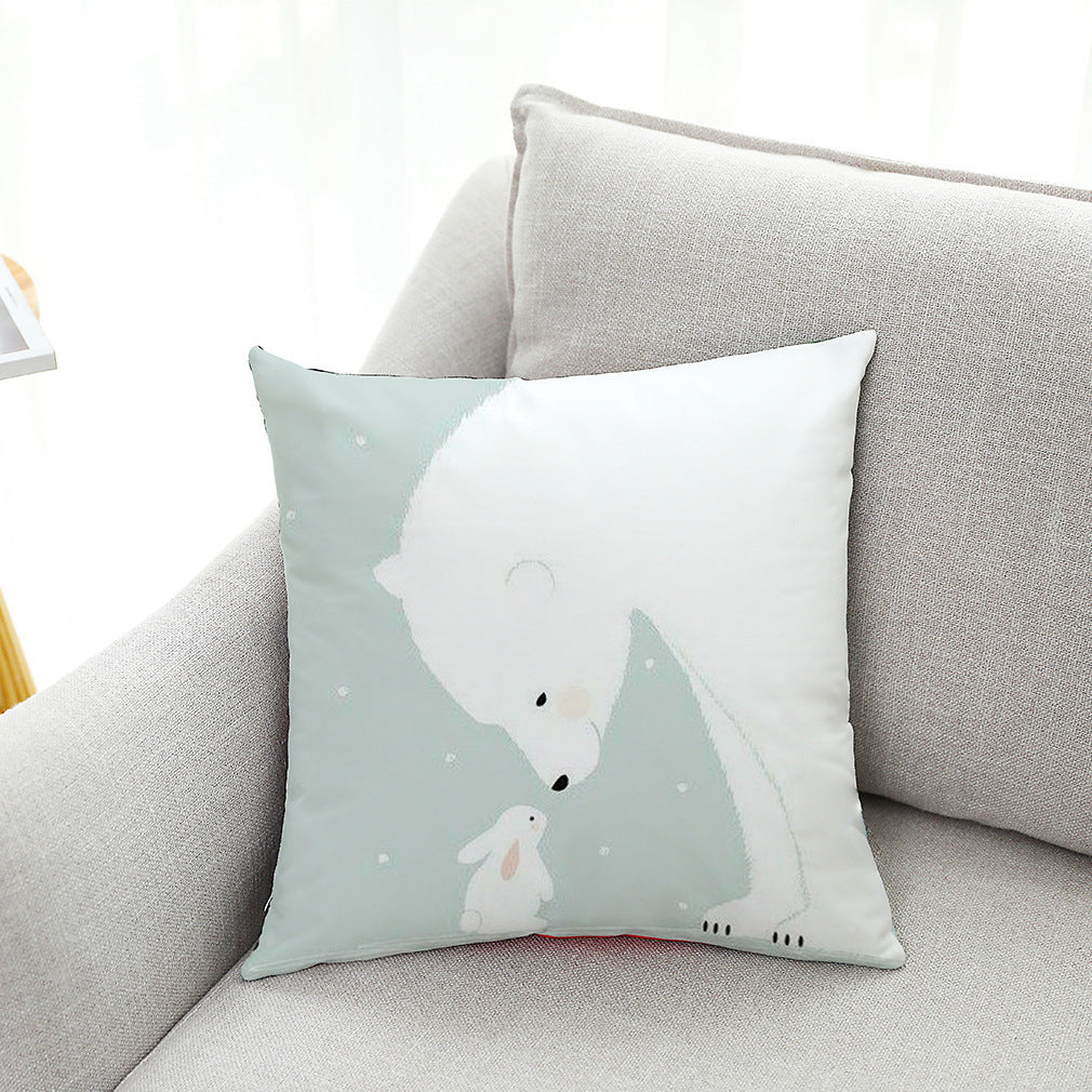 HKM-604499 Cute Polar Bear Plush Super Goose Down Car Sofa Pillowcase 45x45cm