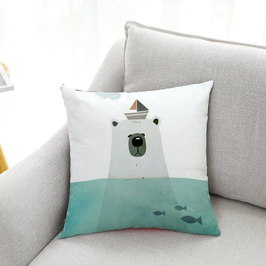 HKM-604499 Cute Polar Bear Plush Super Goose Down Car Sofa Pillowcase 45x45cm