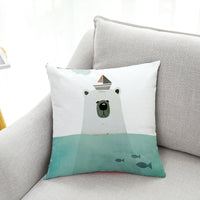 HKM-604499 Cute Polar Bear Plush Super Goose Down Car Sofa Pillowcase 45x45cm